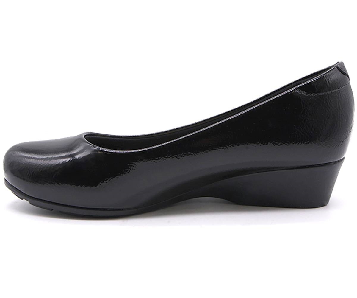 br black patent wedge loafer