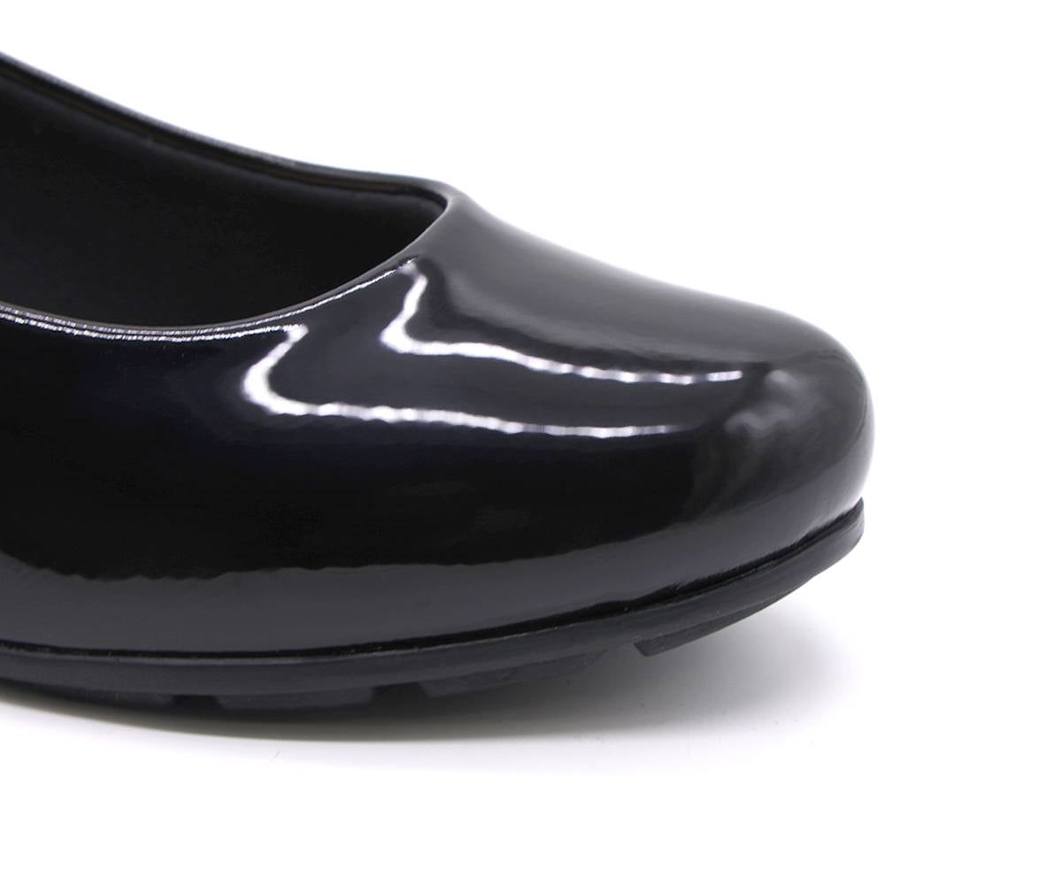 br black patent wedge loafer