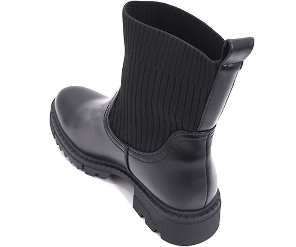 black knit-upper ankle boots