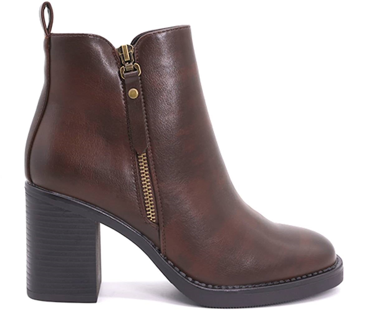 high brown ankle booties