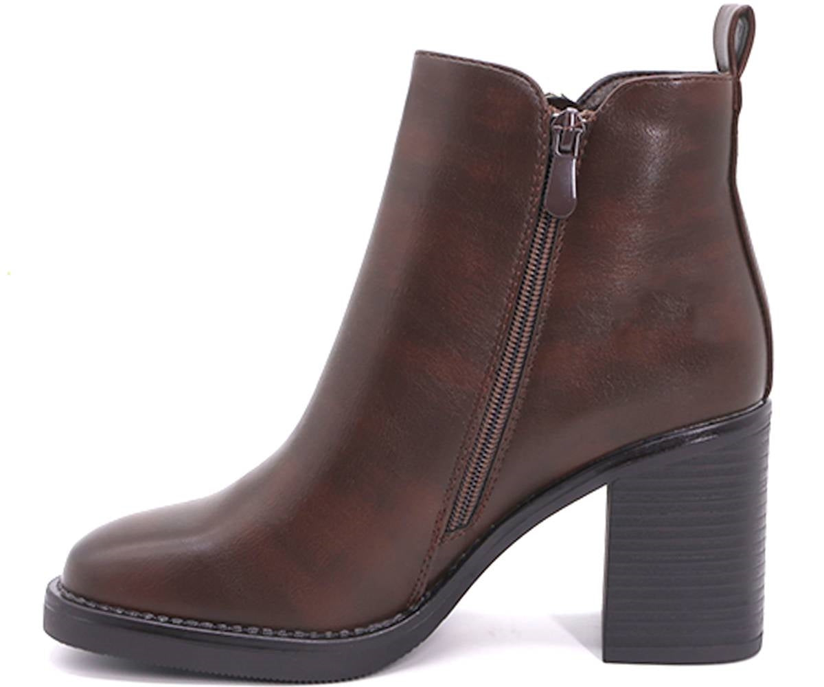 high brown ankle booties
