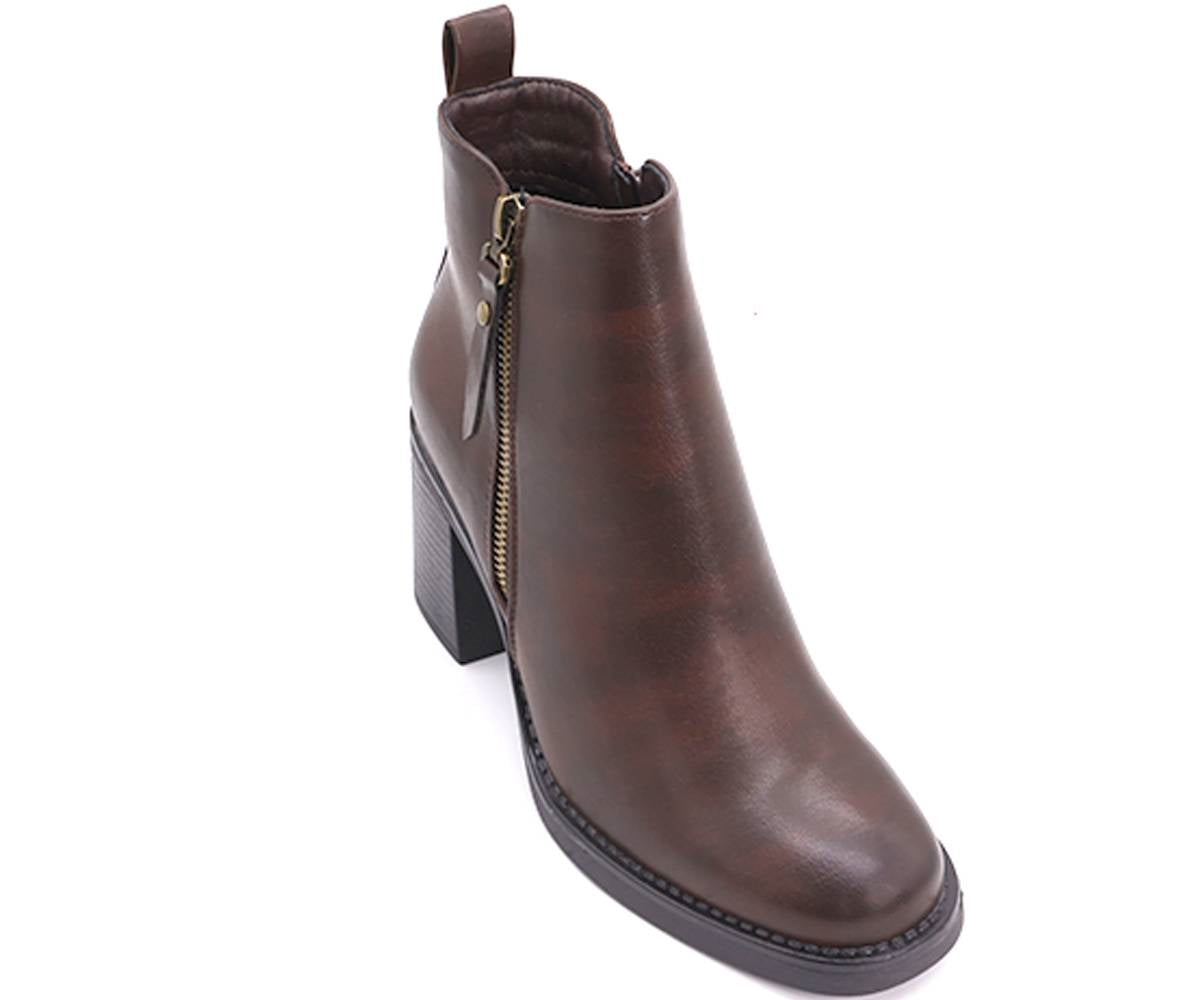 high brown ankle booties