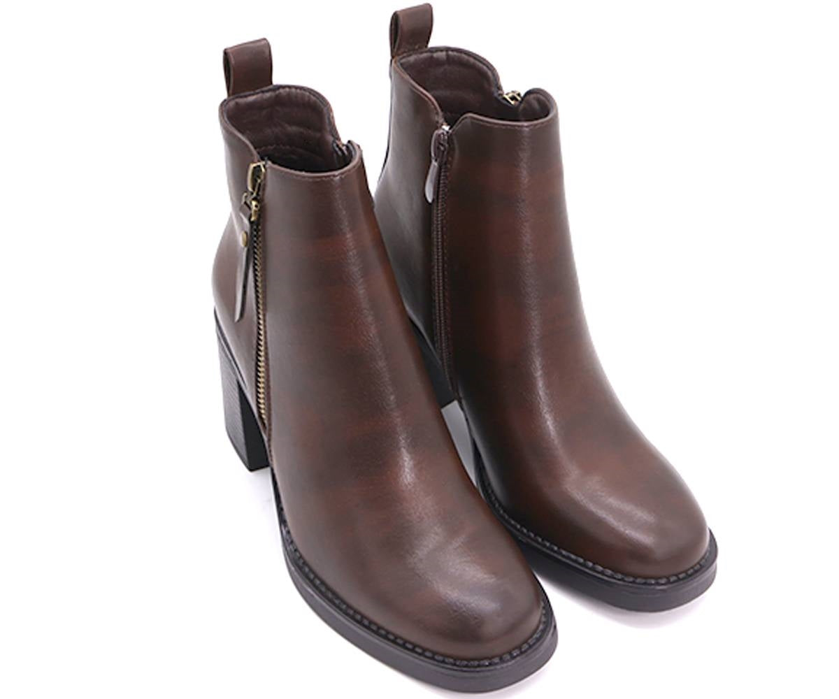 high brown ankle booties