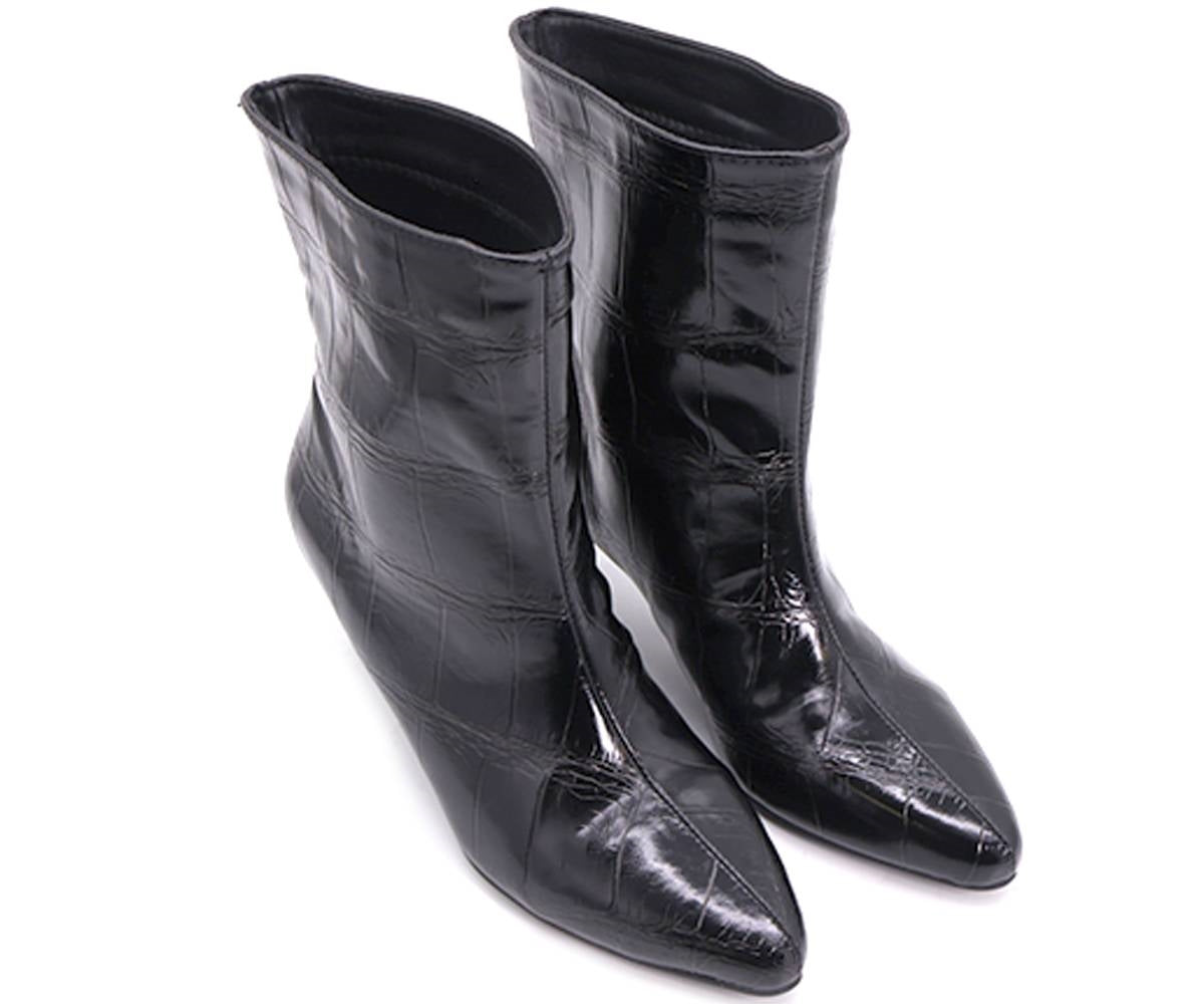 black croc stiletto boots