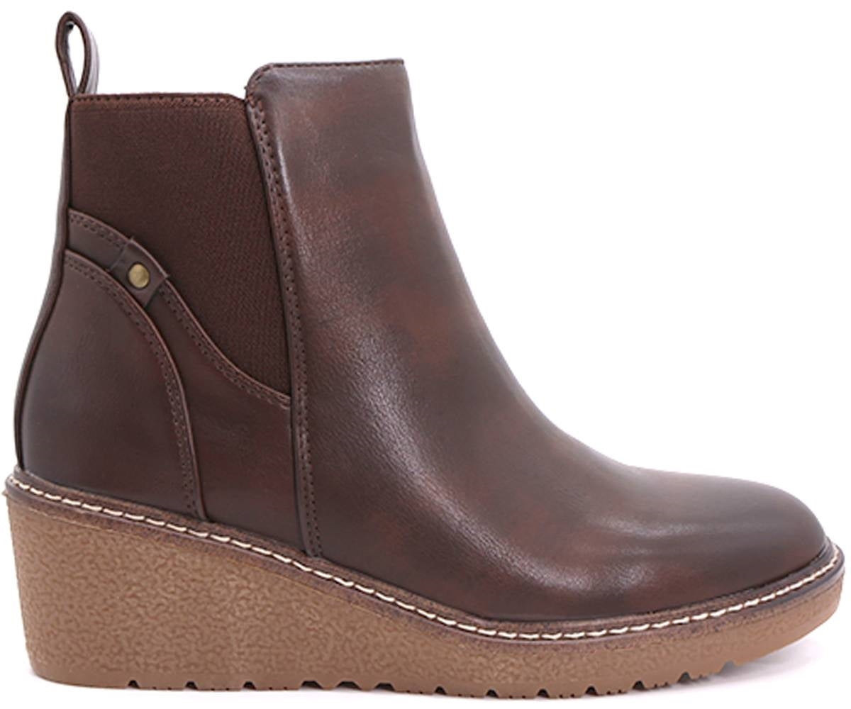 brown comfort wedge boots