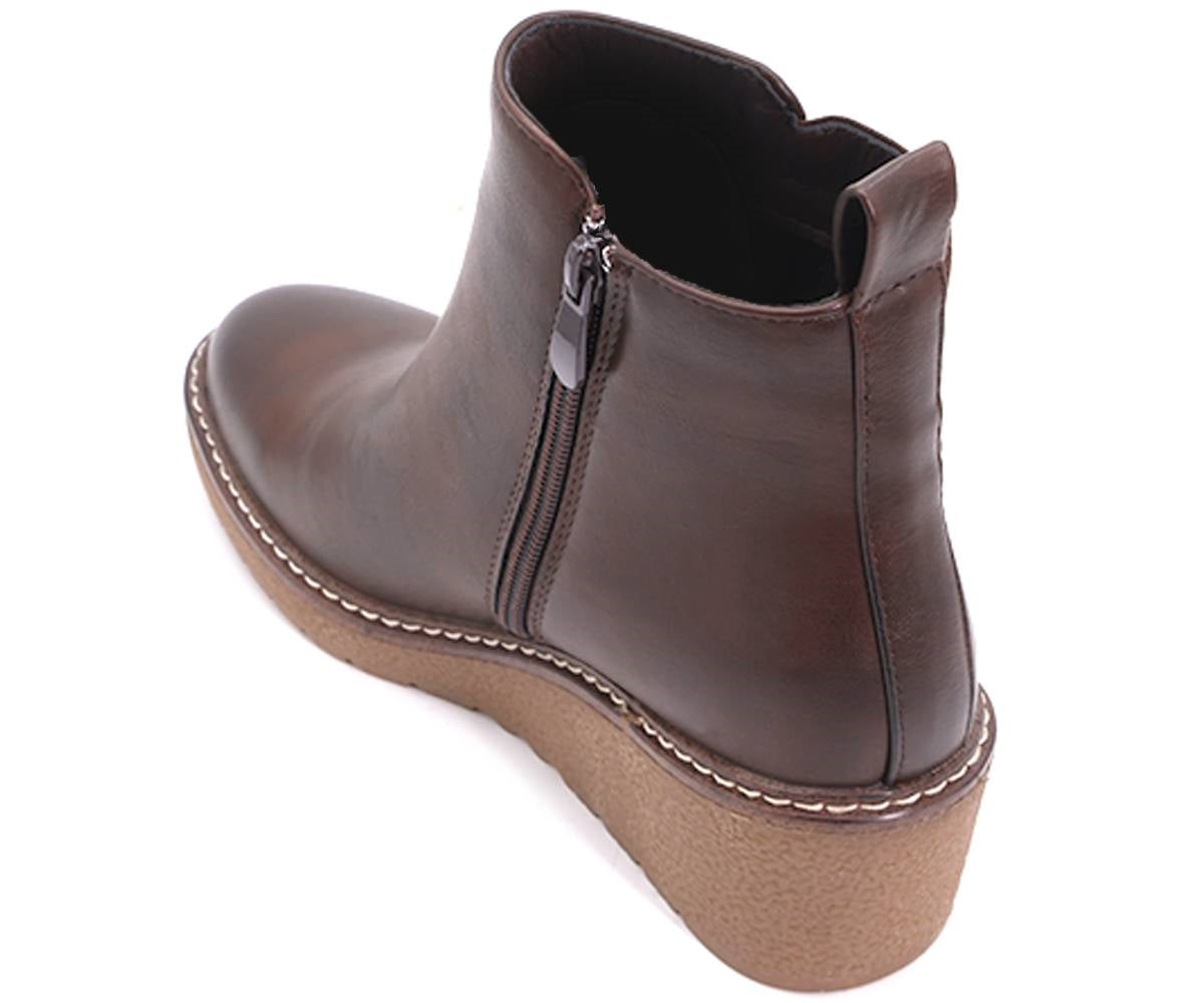 brown comfort wedge boots