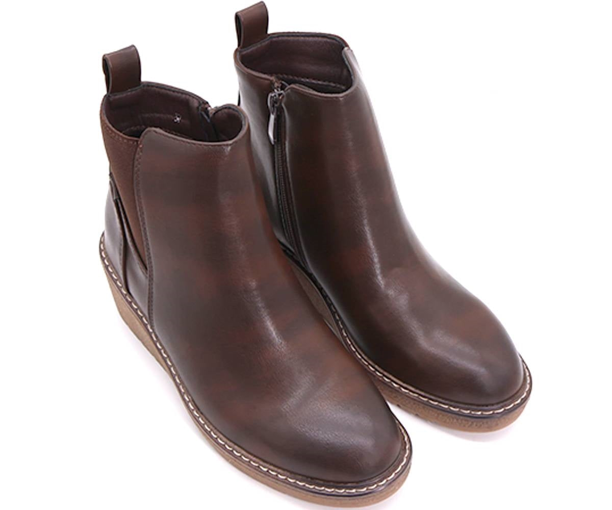 brown comfort wedge boots