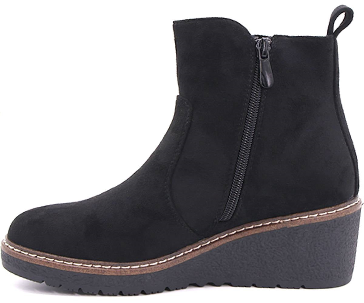 black suede comfort wedge boots