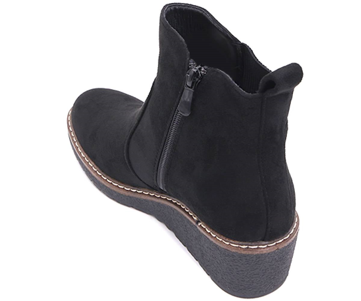 black suede comfort wedge boots
