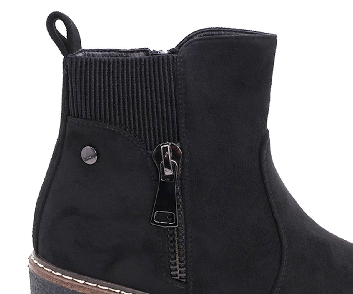 black suede comfort wedge boots