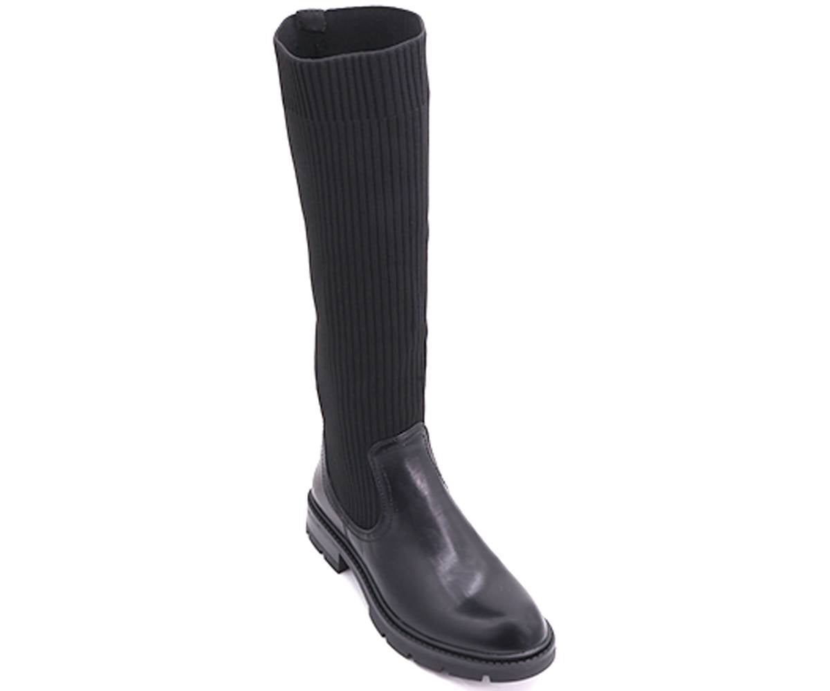 black knit-upper calf boots
