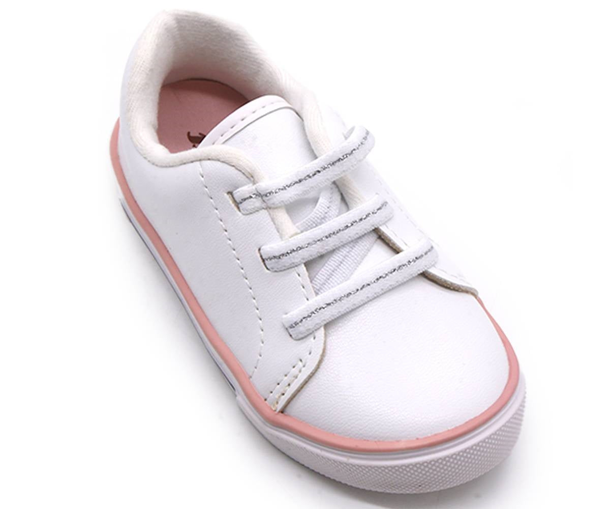br pink trimmed white sneakers
