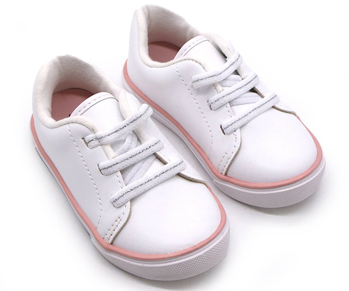 br pink trimmed white sneakers