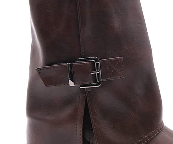 brown folded boot