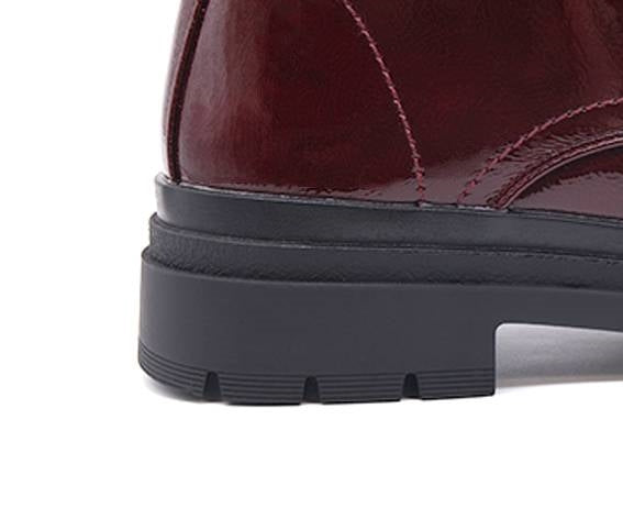 burgundy patent combat boot