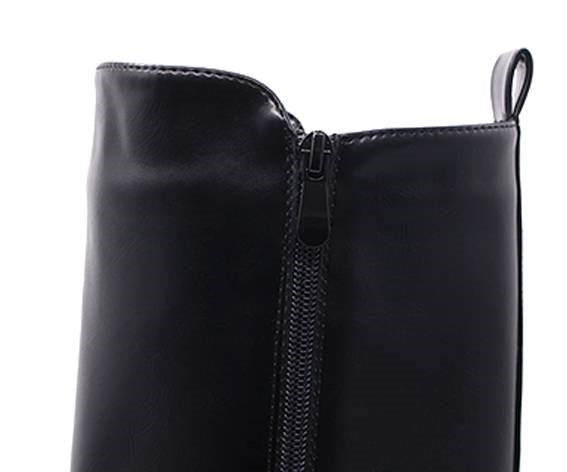 black buckled riding boot