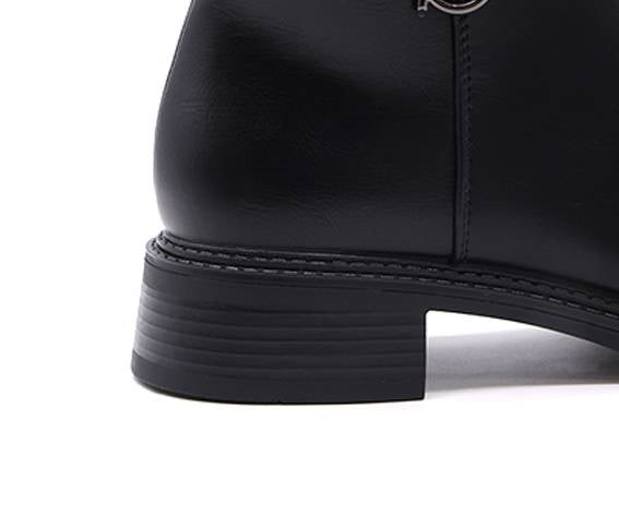 black buckled riding boot