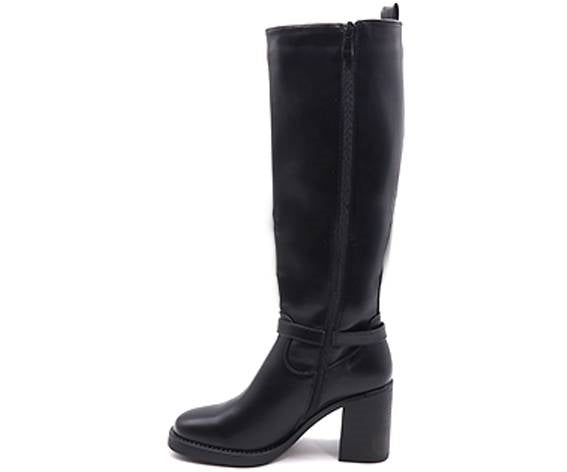 black stretch-knit high calf boot
