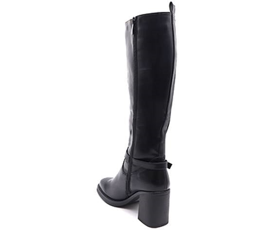 black stretch-knit high calf boot