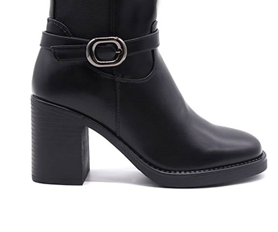 black stretch-knit high calf boot