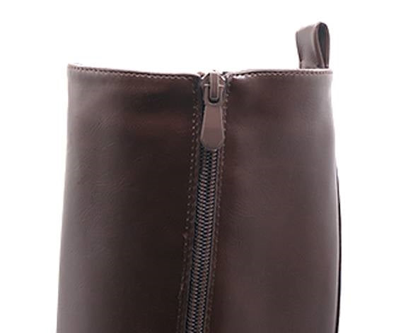 brown stretch-knit high calf boot