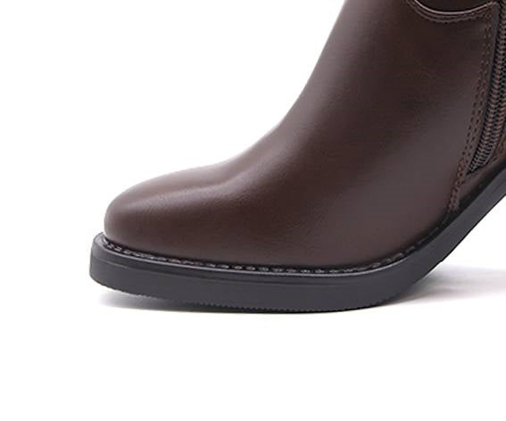brown stretch-knit high calf boot