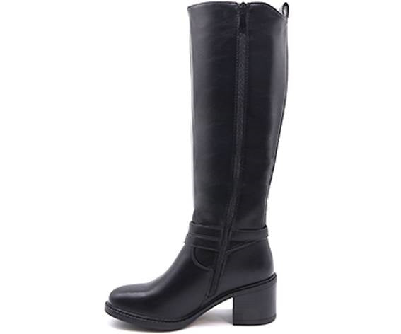 black dbl buckled knee boot