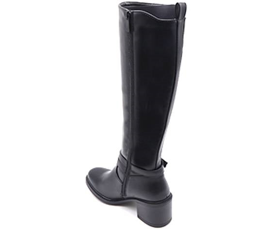 black dbl buckled knee boot