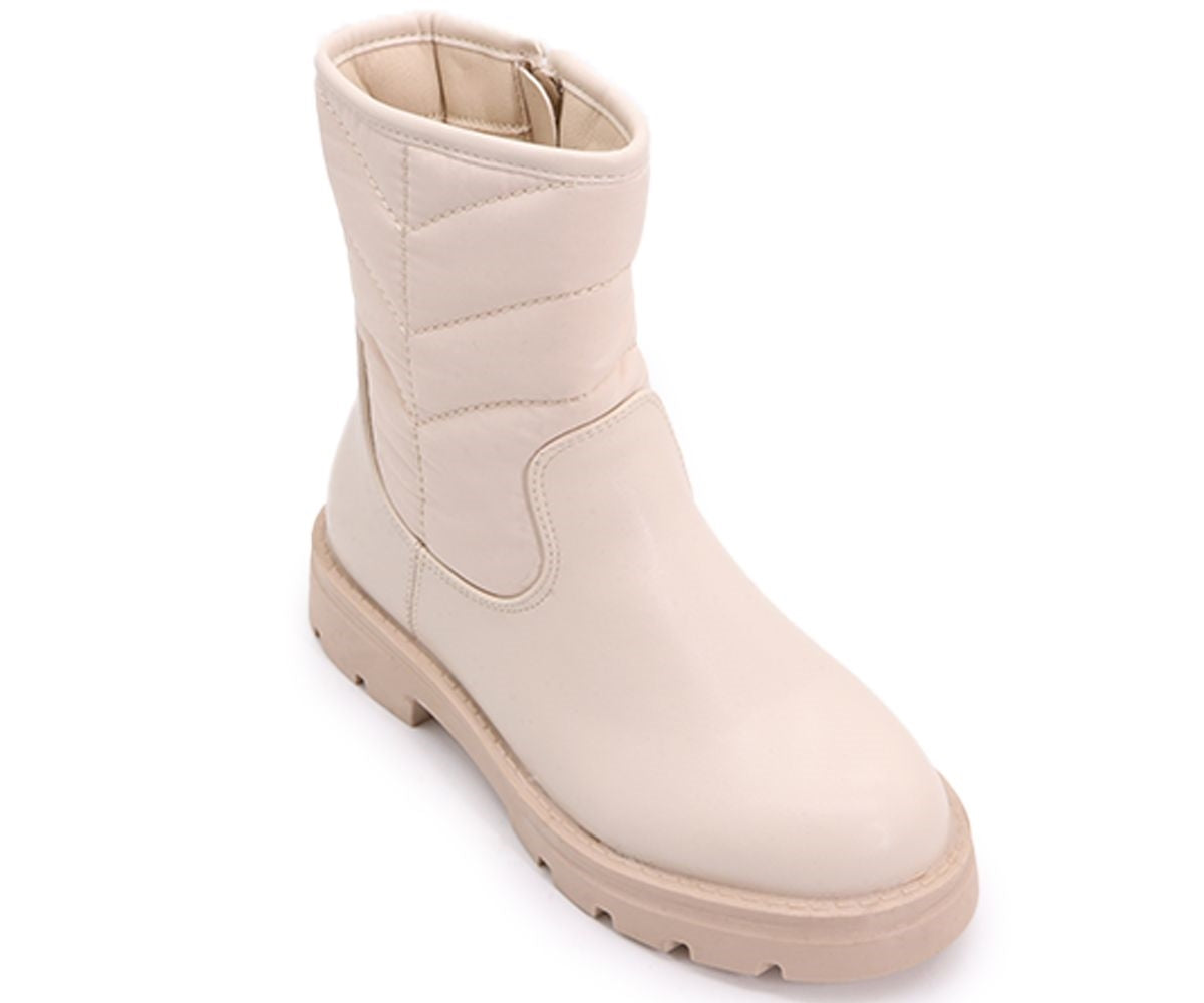 girls cream puffer boot
