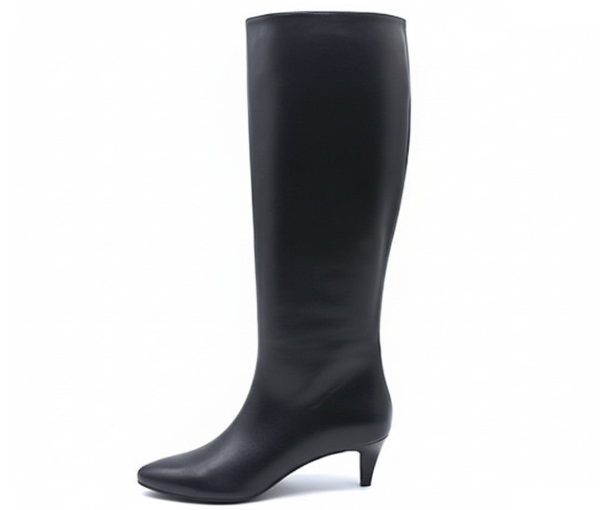 br black pointed calf stiletto boots