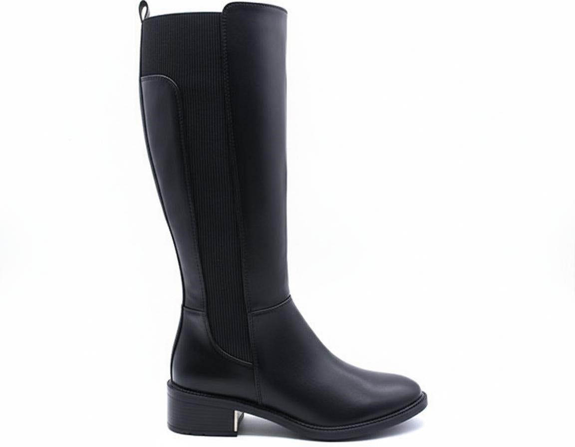 black elastic riding boot