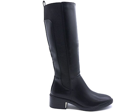 black elastic riding boot