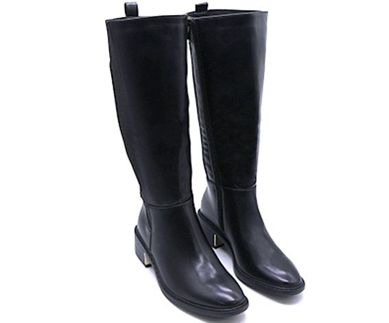 black elastic riding boot