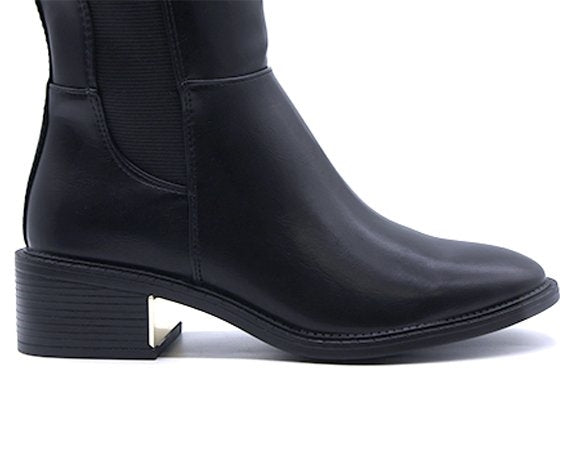 black elastic riding boot
