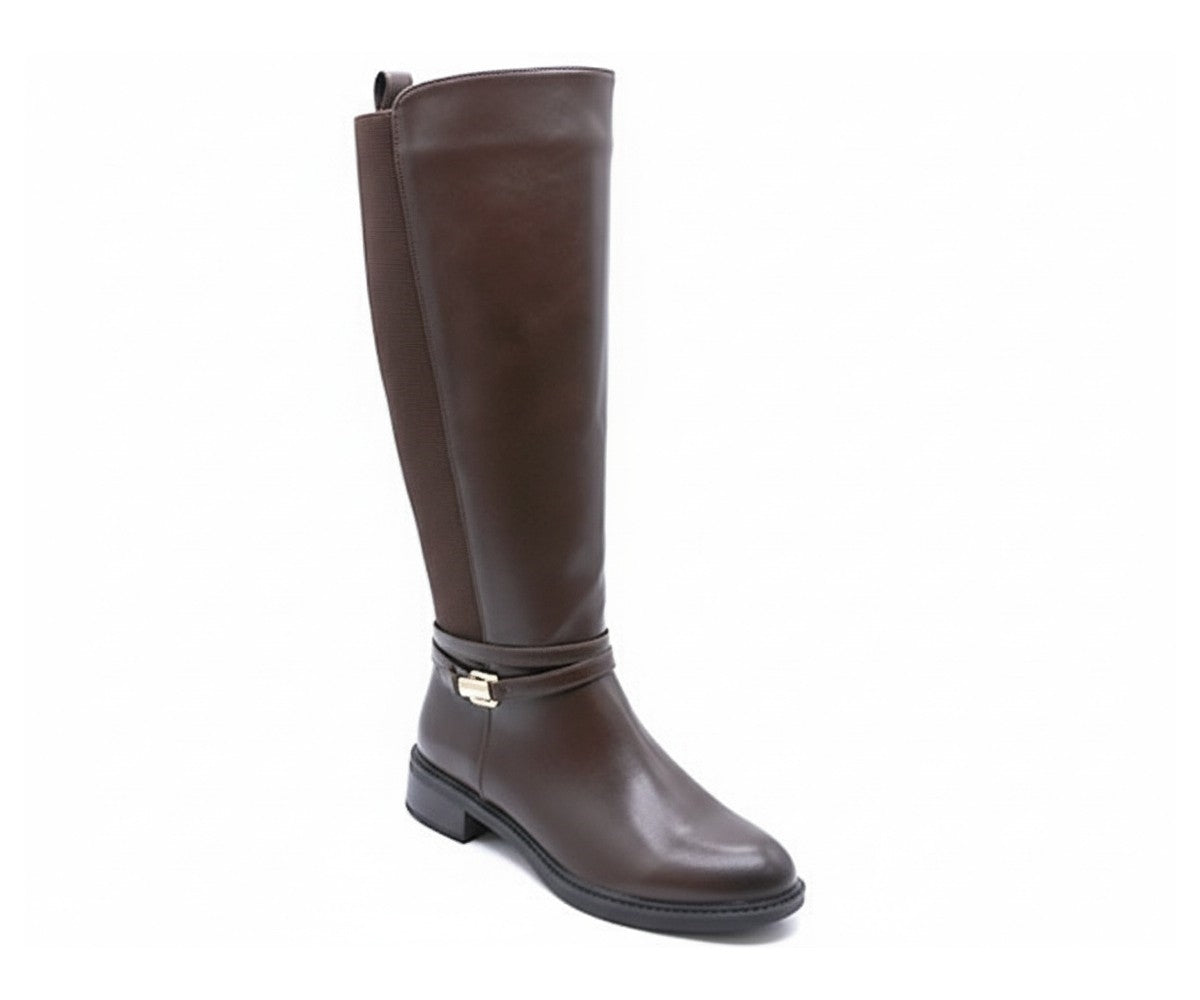 brown buckled riding boot