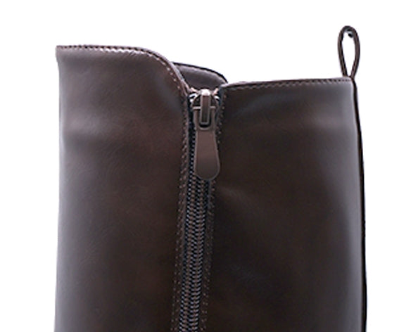 brown buckled riding boot
