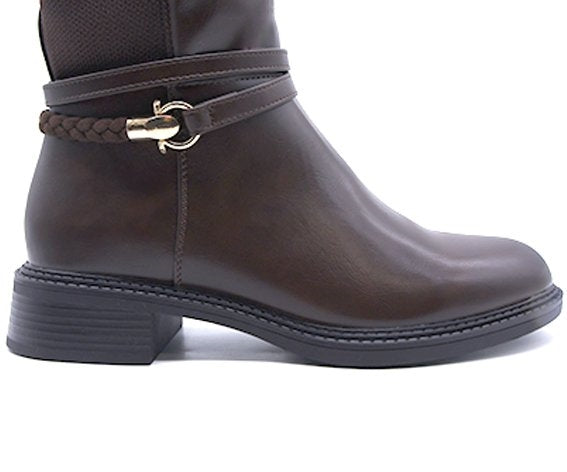 brown buckled riding boot