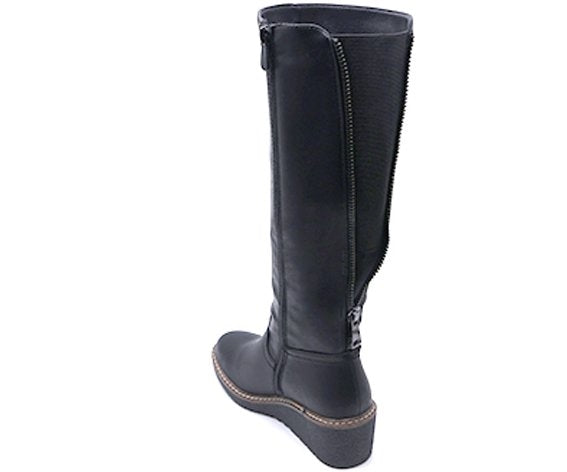 black nubuck wedge boot