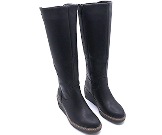 black nubuck wedge boot