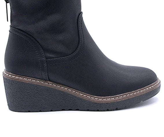 black nubuck wedge boot
