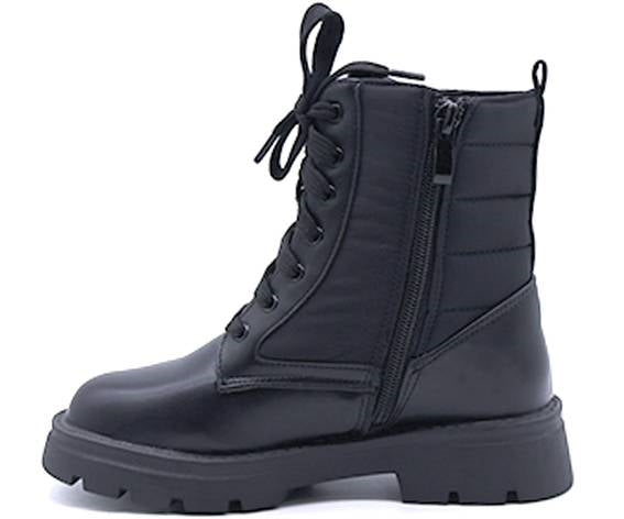 girls puffer black combat boot