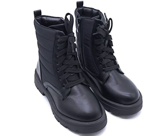 girls puffer black combat boot
