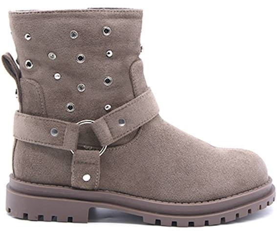 girls khaki suede biker boots