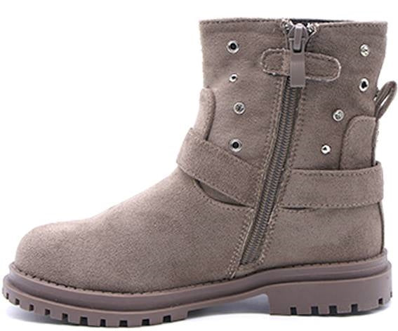 girls khaki suede biker boots