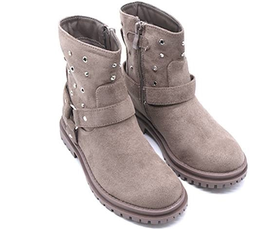 girls khaki suede biker boots