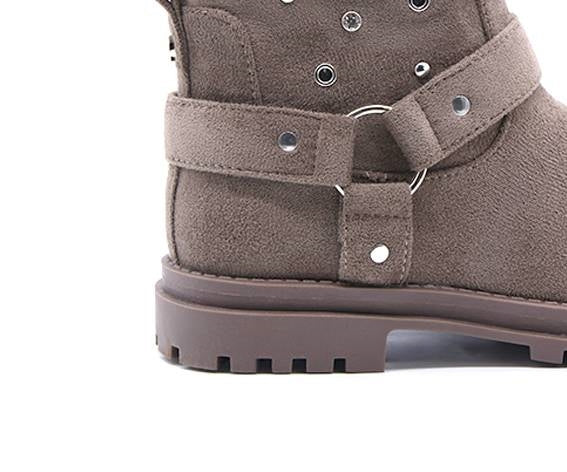 girls khaki suede biker boots
