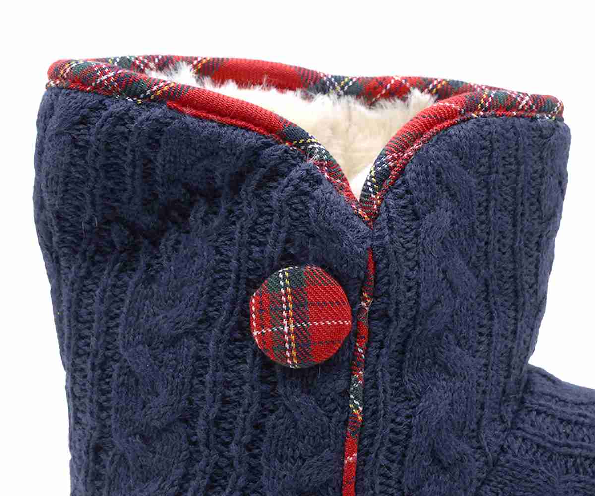 Navy Fleece Bootie Slippers
