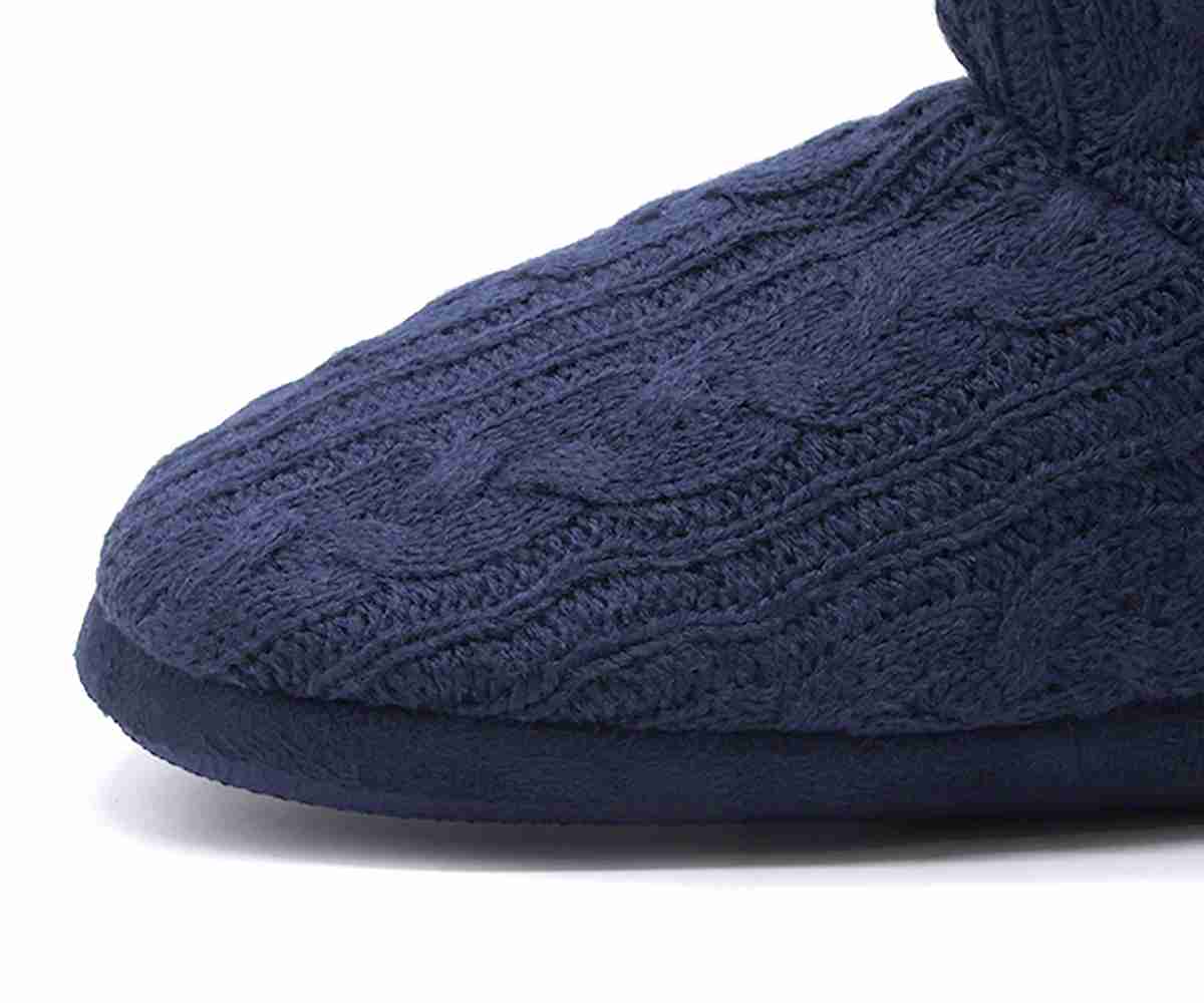 Navy Fleece Bootie Slippers