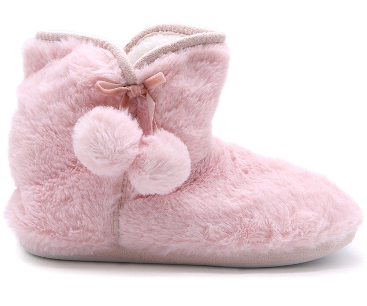 Pink Pom Pom Bootie Slippers