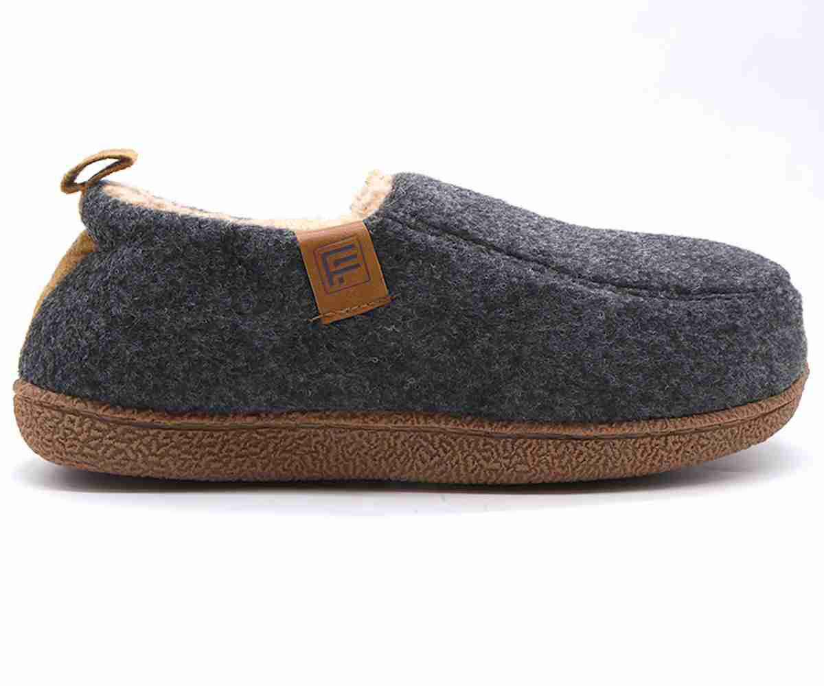Dark Grey Wool Slippers